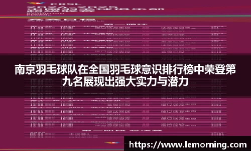 南京羽毛球队在全国羽毛球意识排行榜中荣登第九名展现出强大实力与潜力